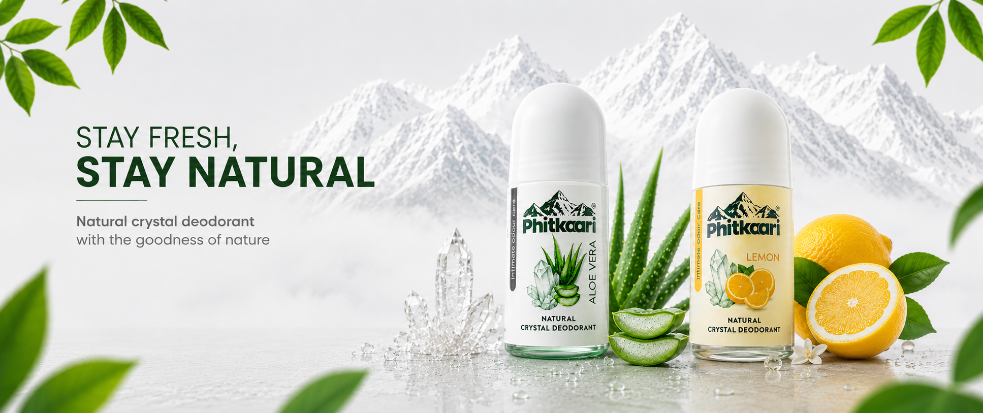 Phitkaari Natural Crystal Alum Based Underarm Roll On Promotional Banner 2