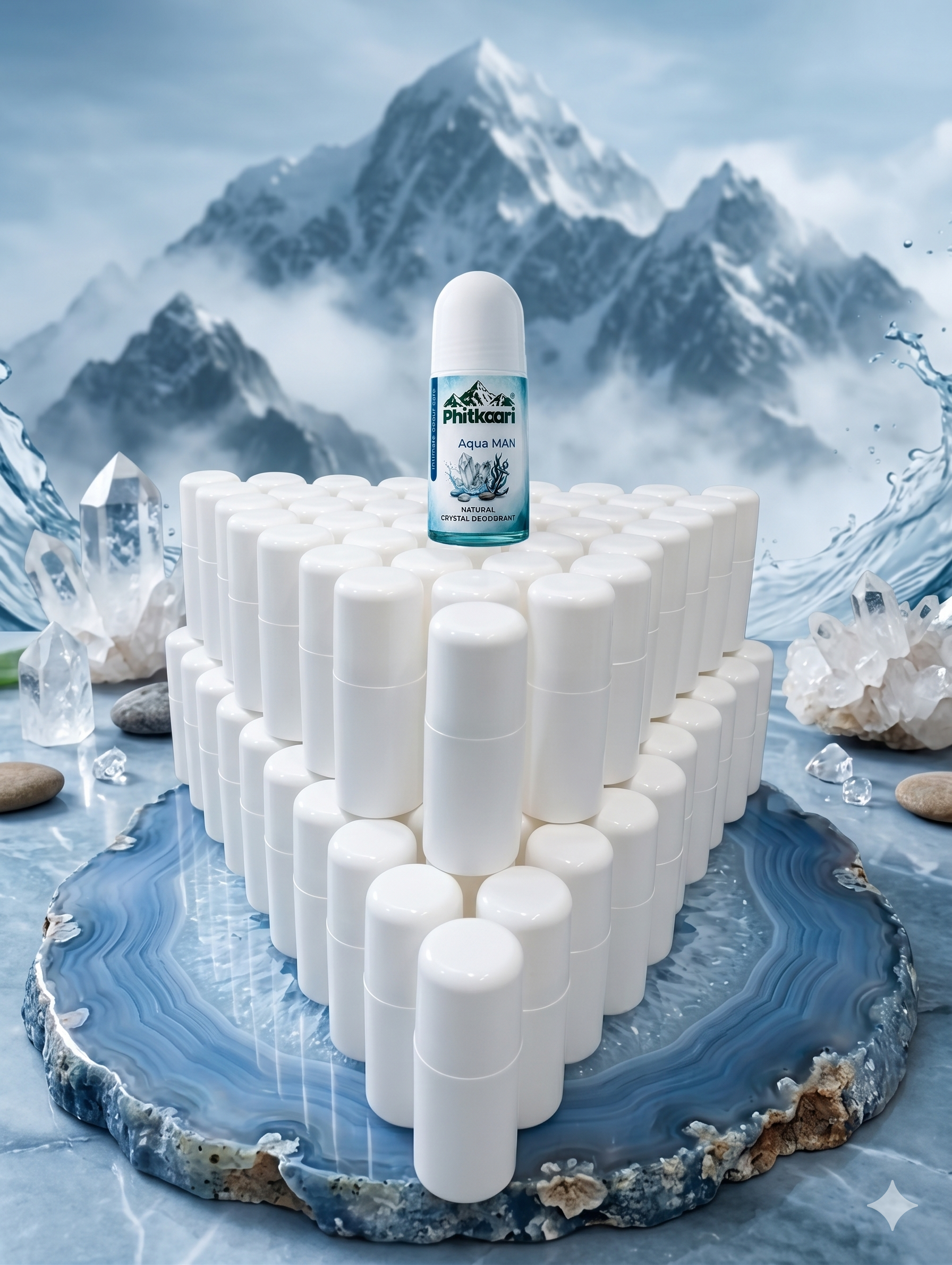 AQUA MAN Natural Crystal Deodorant Roll-On