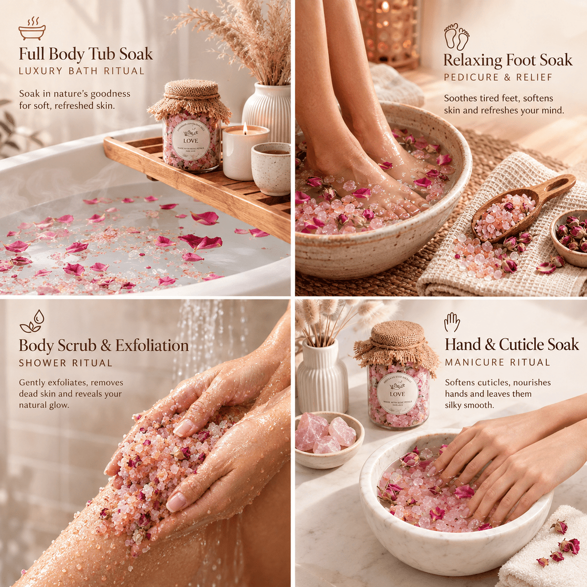 ALUM CRYSTAL ROSE BATH SALT - PHITKAARI