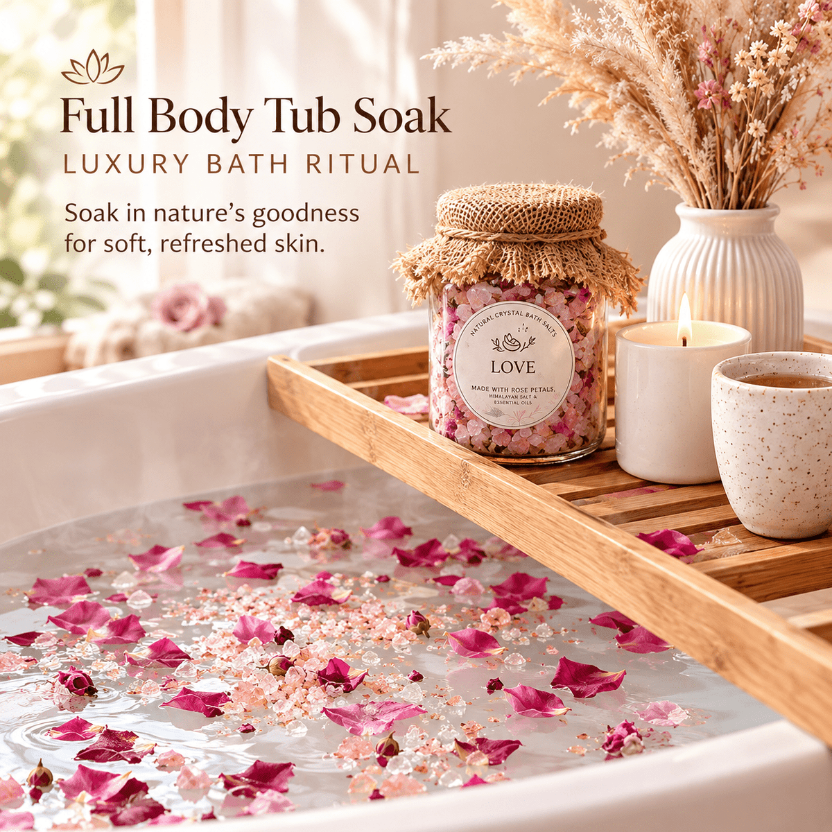 ALUM CRYSTAL ROSE BATH SALT - PHITKAARI